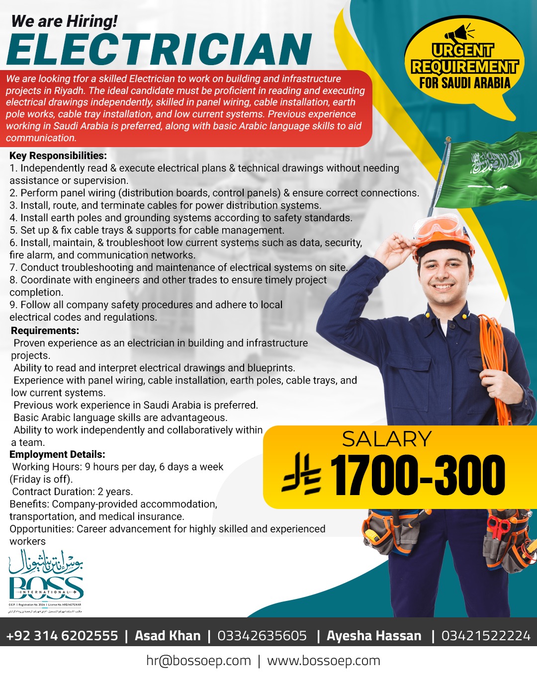 Electrician jobs Saudi Arabia Riyadh